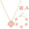 Vierblättriges Glücksklee Schmuckset 18k Vergoldet Vierblättriges Kleeblatt Schmuckset Anhänger Halskette Ohrstecker Armband Emaille Schmuck Set Für Muttertagsgeschenke Geschenke Valentinstag,Rosa