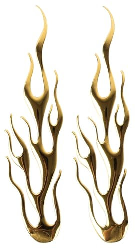 2 Flammen Autoaufkleber 3D Auto Aufkleber Feuer Sticker glänzend Motorrad Gold