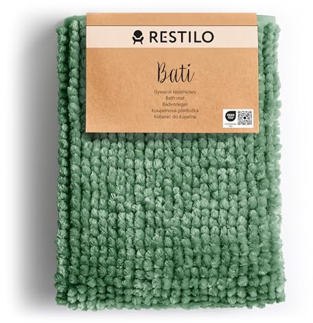 RESTILO Badematte 70 x 120 cm Badteppich Badvorleger rutschfest Bati Grün