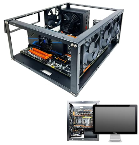 Motherboard-Rack – stapelbarer Aluminiumrahmen | offene Chassis-Halterung | Lüfterständer zum Übertakten und Wärmeableiten, passend für die meisten Computerbauten