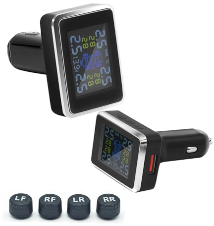 Set di monitoraggio della Pressione dei Pneumatici con Display Indipendente a Quattro Ruote, con 4 sensori Esterni Wireless IP68, Monitor della Pressione TPMS, Adatto per Camper/SUV/berline