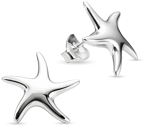 Vinani Ohrstecker Seestern glänzend Sterling Silber 925 Ohrringe OSN