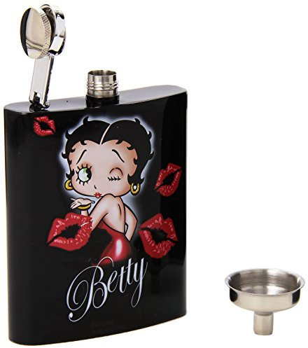 Spoontiques 15648 Flask, Stainless Steel, Betty Boop Kiss Lips
