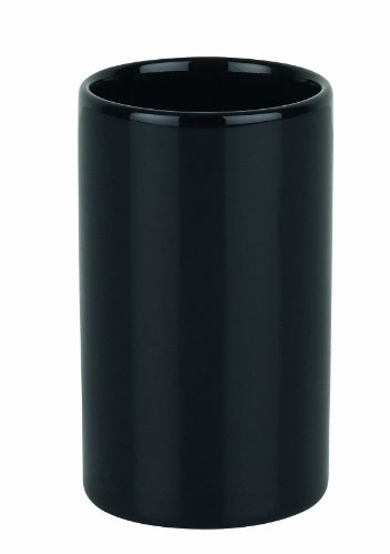 Spirella Zahnputzbecher Zahnbürstenhalter Keramik Tube 7x11,5 cm Schwarz, Black, 1 Stück (1er Pack)