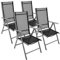 Nexos 4-er Set Stuhl, Klappstuhl, Gartenstuhl, Hochlehner für Terrasse, Balkon, Camping Festival, aus Aluminium verstellbar leicht, stabil, schwarz