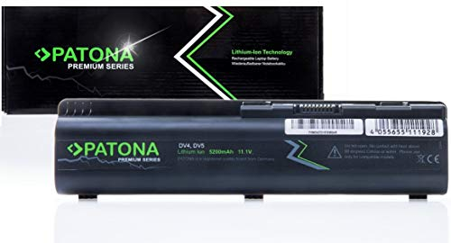 PATONA Premium Laptop Akku für HP COMPAQ Pavilion dv4 | dv4-1000 | dv4-1100 | dv4-1200 | dv4t | dv5-1000 | dv5-1000e | dv5-1000ea | dv5-1000eg | dv5-1000us | dv5-1001au | dv5-1001ax | dv5-1001tu | dv5-1001tx | dv5-1002au | dv5-1002ax | dv5-1002nr | dv5-1002tx | dv5-1002us | dv5-1003ax | dv5-1003cl | dv5-1003nr | dv5-1003tx | dv5-1004ax | dv5-1004nr | dv5-1004tx | dv5-1005ax | dv5-1005ef | dv5-1005eg | dv5-1005em | dv5-1005tx | dv5-1006ax | dv5-1006tx - [ Li-ion; 5200mAh;schwarz]