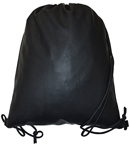 Turnbeutel Rucksack Beuteltasche mit Kordel aus Kunstleder Einfarbig Uni Rot Schwarz Sportbeutel Gymsack Sport Tasche Sack Beutel Hipster (Schwarz)