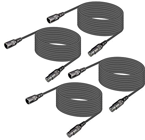 4Pack Cable Dmx 5m para Luces Cable Xlr Macho Hembra 3 Pin Dmx Cable de Luz Dmx, 3 Pines Cable Canon Conexión de Señal Dmx Cabeza Movil o Focos Escenario Led, Cable Micrófono Xlr Mezclador de Audio