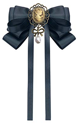 AAGOOD Rétro Tissu Artisanat Noeud Papillon Bow Broche Style Vêtements Décor Broche de soirée de Mariage Bow Tie Bow Collier Broche Noire