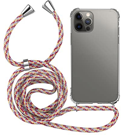 MyGadget Strap Case for Apple iPhone 12 Pro Max - Crossbody Phone Cover - TPU Silicone Case with Neck Holder - Cord Lanyard Carrier with Rope in Pink