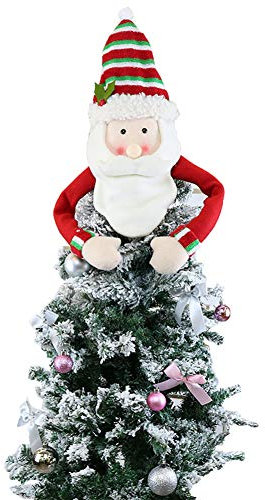 ISAKEN Puntale per Albero di Natale a Forma di Grande Pupazzo di Neve o di Babbo Natale, Decorazione per Albero di Natale con Cappello a Punta, per Vacanze, Inverno