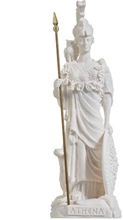 Athena mit Eule Medusa Schild Griechische Göttin Alabaster Statue 26,9 cm