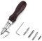 QWORK® 7-in-1 Leder Werkzeuge Set, Einstellbarem Groover und Leder Kanten Schneider für Leder Nähen Handwerk