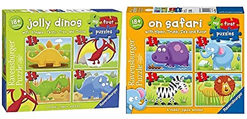Ravensburger Jolly Dinosaurs My First Jigsaw Puzzles Educational Toys for Toddlers Age 18 Months and Up + On Safari My First Jigsaw Puzzles Educational Toys for Toddlers Age 18 Months and Up