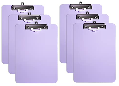 Hnogri Lot de 6 presse-papiers en plastique format A4 standard Plastique dur, Clipboard A4 dessin de mode, Planchettes à pince et porte-formulaires, Clipboard taille 31.5 x 22.5 cm, Violet