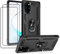JOYTAG Funda para Samsung Note 20,Carcasa +Cristal Templado [2 Piezas] Silicona Silicona TPU 360 Grados Anillo Giratorio magnético Soporte Caja del teléfono del Coche-Negro