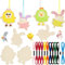 BBTO 10er Packung Ostern Kreuzstich Bastelset Osterhasen Ostereier Holz Kreuzstich Schlüsselanhänger Kinder Kreuzstich Kits Nähen Osterdeko Stickset für Bastelbedarf (Hähnchen Stil)
