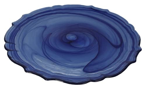 Keyhomestore - Lot de 6 assiettes en verre, couleur bleu, diamètre 27,5 cm, idéales comme assiette de service pour deuxième assiettes, apéritifs, légumes.