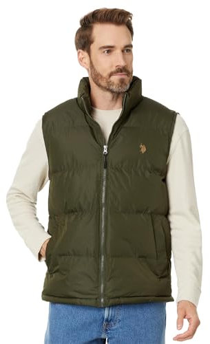U.S. POLO ASSN. Herren Standard USPA Signature Weste, grüne Baskenmütze