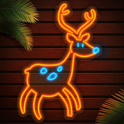 Eufrozy Hirsch Neon Sign, Neon Schild for Wall mit 6-stufiges Dimmen mit Memory-Funktion, USB-Powered LED Neon Light for Kinder Wanddekoration, Zimmer, Schlafzimmer, Party, Bar, Hochzeit