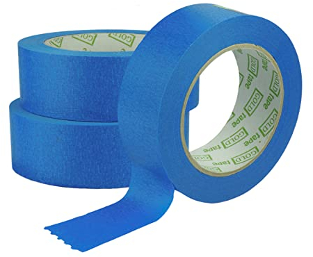 ToolSpace 3x Malerkrepp für präzise Farbkanten PROFI Kreppband 38 mm - 3 x 50m Abdeckband Blau Malertape Klebeband Malerband aus Krepp Streichen Lackieren Renovieren Selbstklebend Maler Abklebeband