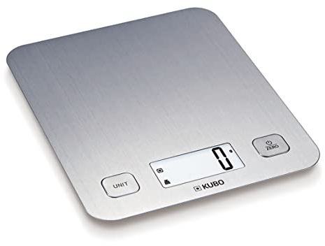 Kubo Báscula de Cocina Digital, Pantalla LCD, Alta Precisión 5 kg, Batería Incluida, Gris