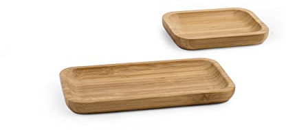 H&H Set 2 Piatti in Bambu' Rettangolari, 9x12cm e 11x20cm, Antipasto, Vassoi