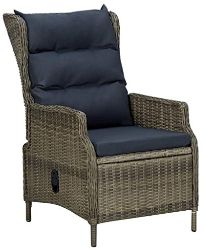 WIFESE Verstellbarer Gartensessel BalkonmöBel GartenmöBel Set Gartenstuhl StapelstüHle Garten MöBel RattanstüHle Rattan Sessel GartenstüHle Rattan 57x88x100 cm mit Auflagen Poly Rattan Braun