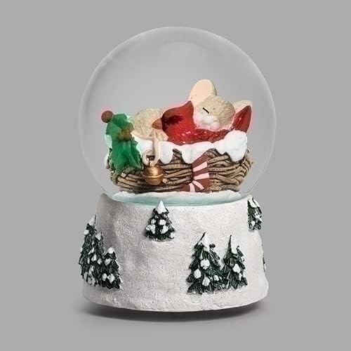 Roman Schneekugel, Maus und Kardinal, 100 mm, 18,4 cm hoch, Tischdekoration