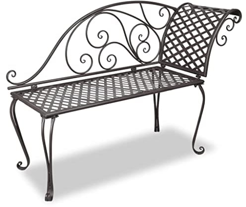 lvssiao Gartenbank Parkbank Gartenmöbel Stahlrahmen, Garten-Chaiselongue 128 cm Stahl Antik Braun witterungsbeständig Robust für Terrasse Balkon Braun