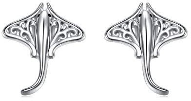 Stachelrochen Ohrstecker Sterling Silber Mantarochen Fisch Meerestier Schmuck Geburtstagsgeschenk für Meeresliebhaber Frauen