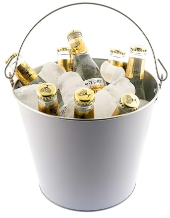 Koala Spain (6 Unidades) Cubos de metal con asa, Color Blanco, Cubitera para Enfriar 8 Cervezas, 5 Litros