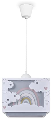 Paco Home Hängelampe Kinderzimmer Deckenlampe Pendelleuchte Lampenschirm Stoff E27 Regenbogen Im Dunkeln Leuchtend