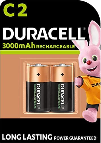 2X Duracell C Ricaricabili 3000 mAh HR14/DC1400 (1 Blister da 2 Batterie) 2 Pile