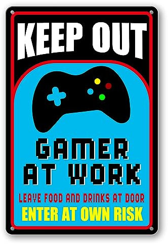Lustiges Gamer-Schild, Gaming-Dekoration für Jungenzimmer, Keep Out Gamer At Work, Wand-Tür-Dekoration, Spielzimmer-Zubehör, Teenager-Zimmer-Dekoration, Gaming-Poster, Junge, coole