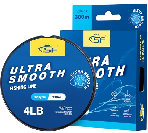 SF Monofilament Fishing Line Ultra Smooth with Spool Mono Nylon Line Clear 2 4 6 8 10 12 14 17 20 20LB, 110YDS/330YDS Invisible Fishing Wire String Freshwater Saltwater