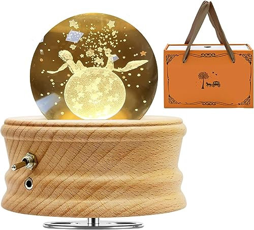 JOIENDY Spieluhr mit Kristallkugel 360°Rotation Base 3D Kristallkugel 70mm Kugelglas Geschenk für Weihnachten Geburtstag Mutter Valentinstag Dekoration