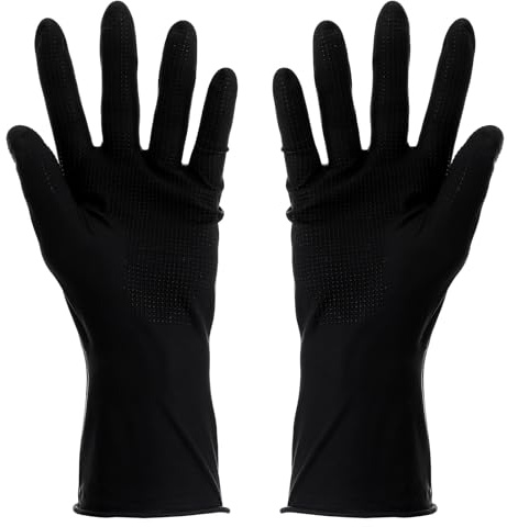Healifty Wiederverwendbare Schwarze Latexhandschuhe FüR Friseursalon 10 StüCk Mittelgroß Laborhandschuhe Mit Strukturiertem Finish Schutzhandschuhe FüR HaarfäRbemittel Und Reinigung
