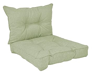 POKAR Loungekissen Stuhlkissen für Stuhl Rattanmöbel Gartenmöbel Kissen, 2er Set (1x Sitzkissen 50x50x10 cm + 1x Rückenlehne 50x40x10 cm), Grün