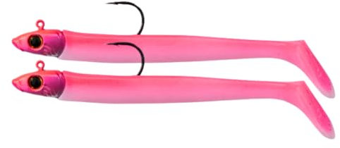 Lazy Lures – Bomb Squad Lures 12cm 20g, 2 Per Pack Durable Soft Plastic Paddle Tailed Lures With A Lead Jig Head, Realistic Eyes And Sharp Hook. Perfect For Sea And Fresh Water Fishing (Pink)