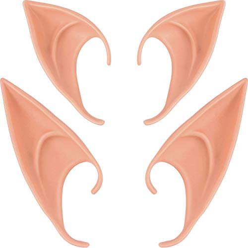 Keyoung 2 Paar Weiche Elfenohren Latex Elfenohren für Kinder und Erwachsene,Elfenohren für Elfen-Cosplay, Weihnachten, Halloween, Karneval, Partydekorationen Zubehör