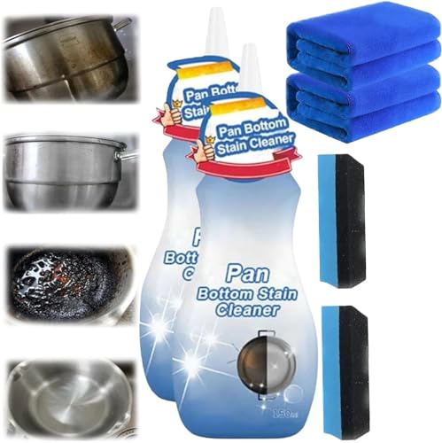 Pan Bottom Stain Cleaner, Pot Cleaner for Bottom of Pans, Gel Cleaner for Cookware Bottom, Stainless Steel Cleaner for Cleaning Pots and Pans, 150ML (2Pcs)