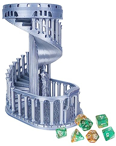 JstFrU Torre de dados DND con bandeja para juego de rol (gris clásico)