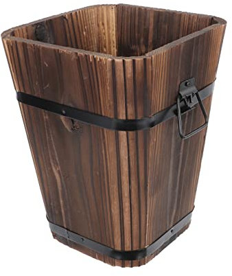 Milisten 1 Pc Maceta De Madera Maciza Carbonizada Balde De Madera Macetas De Jardineria Resina Cubo De Barriles Macetero De Madera Maceteros Cubo De Madera Planta Barril De Madera Planchar