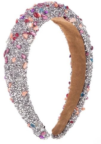 scicent Hairbands Women Rhinestone Padded Headband Baroque Crystal Embellished Hair Bands Colorful Beaded Head Band Fashion Hair Accessories for Girls 16623