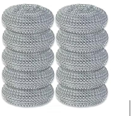 Metal Scourers, 10 Pcs Kitchen Sponges Scourer Set, Cleaning Steel Wool Pads, Kettle Descalers Wire Ball for Pots, Pans, Brushes, Hobs, Grills, Bathrooms