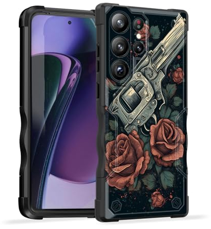 EFGWSDER Schutzhülle für Galaxy S24 Ultra, zweilagig, 3 m Fallschutz in Militärqualität, rutschfest, strapazierfähig, stoßfest, für Samsung Galaxy S24 Ultra 17,3 cm (6,8 Zoll) 2024, Waffen und