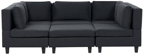 Beliani 5-Sitzer Wohnlandschaft mit Ottomane Stoffbezug schwarz U-förmig modular Unstad