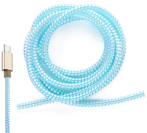 1 Pcs Cable Protector Covers, Pet Cord Protectors, Spiral Wire Protector Protect from Pets Chewing Earphone Cord, Animal Proof Wire Repair, Cable Saver for Phone Cable, USB Date Cable(140cm, Blue)