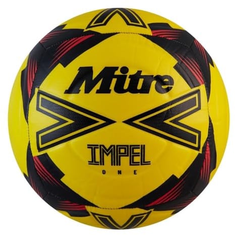 Mitre Impel One Level Training Football Soccer Ball Fluo Yellow/Black/Red - Size 4